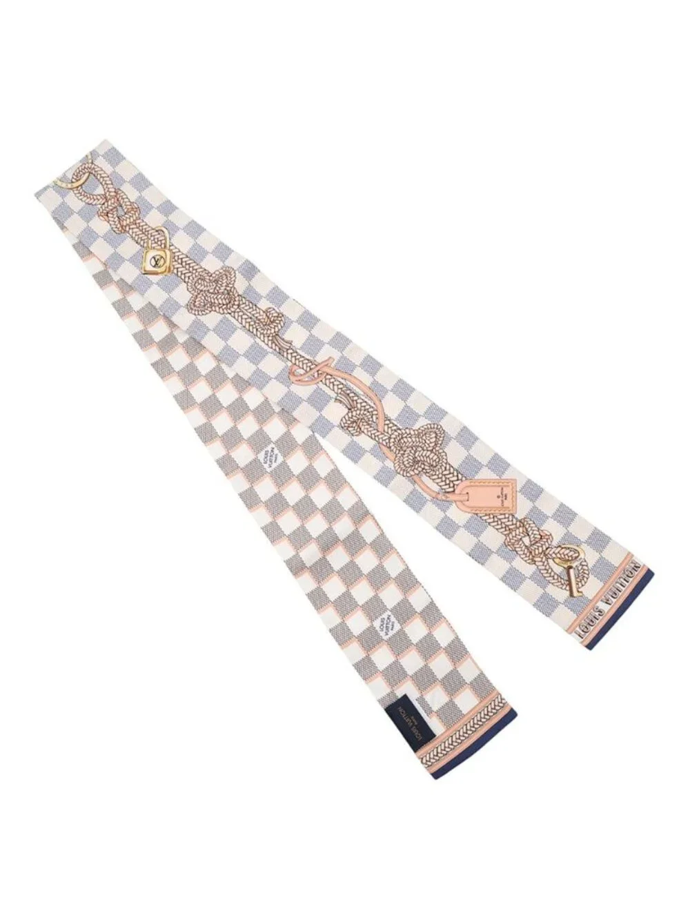 Louis Vuitton Scarf Bandeau Damier Azur Infinity Silk White